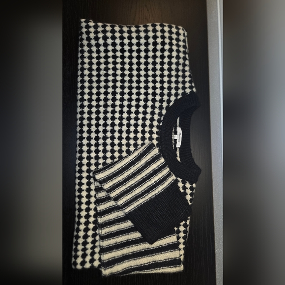 Madewell Black and Cream Crewneck Sweater - Picture 4 of 6